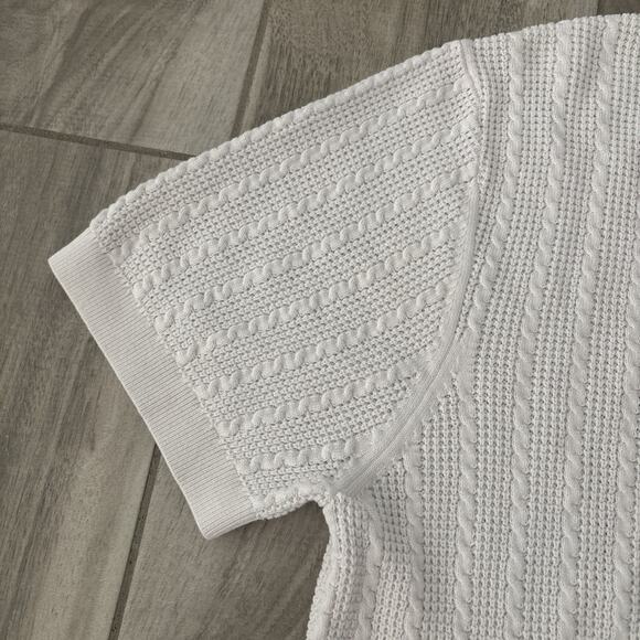 Mr Turk Mateo Short Sleeve V Neck Pullover Sweater Shirt White $268 NWT - Picture 5 of 10